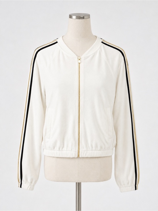 Juicy Couture Jackets & Blazers - Classic White Zip-Front Track Jacket with Stripe Detail
